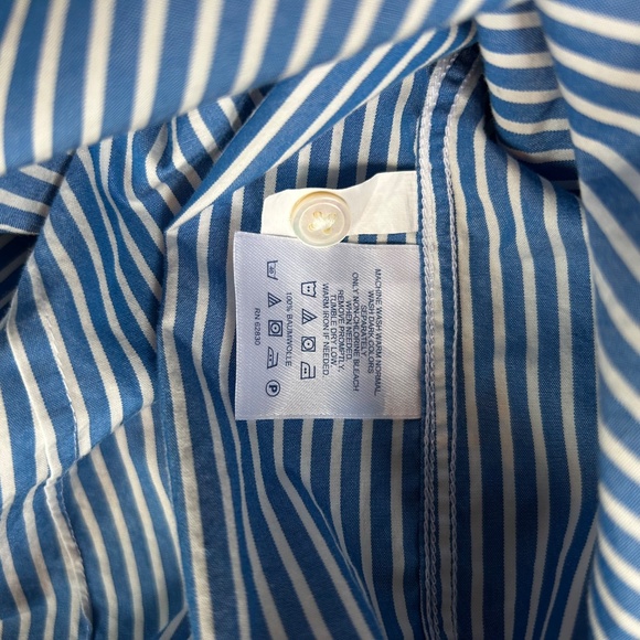 Lands End Long Sleeve Shirt Button Up Blue White‎ Stripe Women's 100% Cotton 12 - Picture 4 of 9